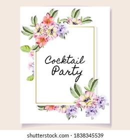 Vintage delicate greeting invitation card template design with flowers for wedding, marriage, bridal, birthday, Valentine's day. Romantic vector illustration.