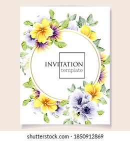 Vintage delicate greeting invitation card template design with flowers for wedding, marriage, bridal, birthday, Valentine's day. Romantic vector illustration.