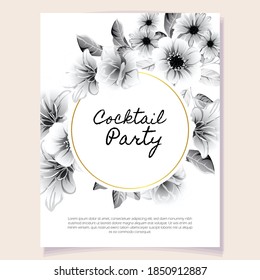 Vintage delicate greeting invitation card template design with flowers for wedding, marriage, bridal, birthday, Valentine's day. Romantic vector illustration.