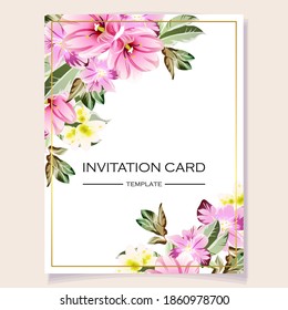 Vintage delicate greeting invitation card template design with flowers for wedding, marriage, bridal, birthday, Valentine's day.