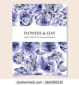 Vintage delicate greeting invitation card template design with flowers for wedding, marriage, bridal, birthday, Valentine's day. Romantic vector illustration.