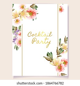 Vintage delicate greeting invitation card template design with flowers for wedding, marriage, bridal, birthday, Valentine's day. Romantic vector illustration.
