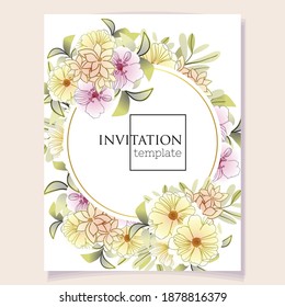 Vintage delicate greeting invitation card template design with flowers for wedding, marriage, bridal, birthday, Valentine's day