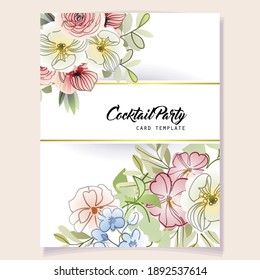 Vintage delicate greeting invitation card template design with flowers for wedding, marriage, bridal, birthday, Valentine's day. Romantic vector illustration.
