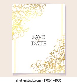 Vintage delicate greeting invitation card template design with flowers for wedding, marriage, bridal, birthday, Valentine's day. Romantic vector illustration.