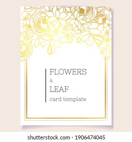 Vintage delicate greeting invitation card template design with flowers for wedding, marriage, bridal, birthday, Valentine's day. Romantic vector illustration.