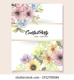 Vintage delicate greeting invitation card template design with flowers for wedding, marriage, bridal, birthday, Valentine's day. Romantic vector illustration.