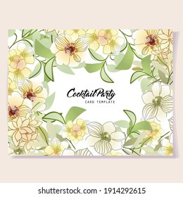 Vintage delicate greeting invitation card template design with flowers for wedding, marriage, bridal, birthday, Valentine's day. Romantic vector illustration.