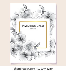 Vintage delicate greeting invitation card template design with flowers for wedding, marriage, bridal, birthday, Valentine's day.