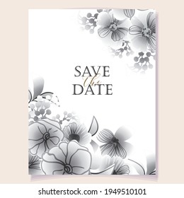 Vintage delicate greeting invitation card template design with flowers for wedding, marriage, bridal, birthday, Valentine's day.