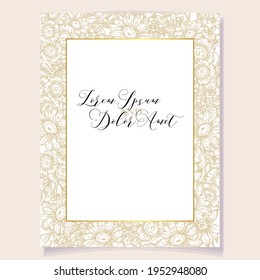 Vintage delicate greeting invitation card template design with flowers for wedding, marriage, bridal, birthday, Valentine's day. Romantic vector illustration.