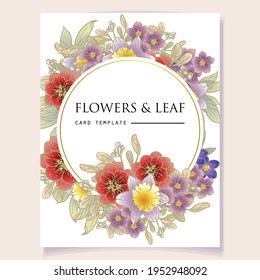 Vintage delicate greeting invitation card template design with flowers for wedding, marriage, bridal, birthday, Valentine's day. Romantic vector illustration.