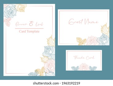 Vintage delicate greeting invitation card template design with flowers for wedding, marriage, bridal, birthday, Valentine's day.
