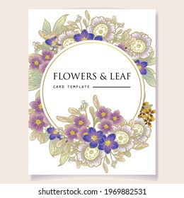 Vintage delicate greeting invitation card template design with flowers for wedding, marriage, bridal, birthday, Valentine's day. Romantic vector illustration.