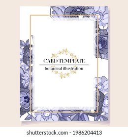 Vintage delicate greeting invitation card template design with flowers for wedding, marriage, bridal, birthday, Valentine's day. Romantic vector illustration.