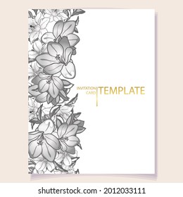Vintage delicate greeting invitation card template design with flowers for wedding, marriage, bridal, birthday, Valentine's day. Romantic vector illustration.

