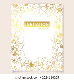 Vintage delicate greeting invitation card template design with flowers for wedding, marriage, bridal, birthday, Valentine's day. Romantic vector illustration.