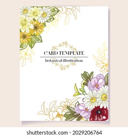 Vintage delicate greeting invitation card template design with flowers for wedding, marriage, bridal, birthday, Valentine's day. Romantic vector illustration.
