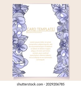 Vintage delicate greeting invitation card template design with flowers for wedding, marriage, bridal, birthday, Valentine's day. Romantic vector illustration.
