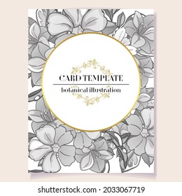 Vintage delicate greeting invitation card template design with flowers for wedding, marriage, bridal, birthday, Valentine's day. Romantic vector illustration.