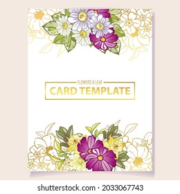 Vintage delicate greeting invitation card template design with flowers for wedding, marriage, bridal, birthday, Valentine's day. Romantic vector illustration.