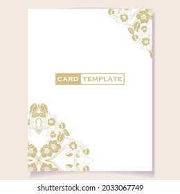 Vintage delicate greeting invitation card template design with flowers for wedding, marriage, bridal, birthday, Valentine's day. Romantic vector illustration.