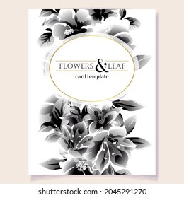 Vintage delicate greeting invitation card template design with flowers for wedding, marriage, bridal, birthday, Valentine's day. Romantic vector illustration.