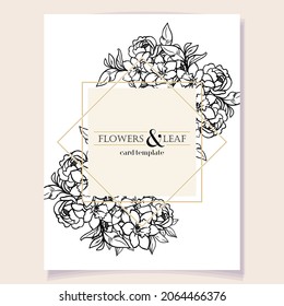 Vintage delicate greeting invitation card template design with flowers for wedding, marriage, bridal, birthday, Valentine's day. Romantic vector illustration.
