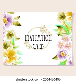 Vintage delicate greeting invitation card template design with flowers for wedding, marriage, bridal, birthday, Valentine's day. Romantic vector illustration.