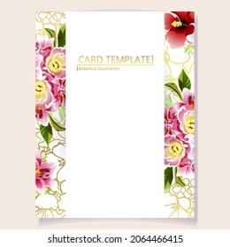 Vintage delicate greeting invitation card template design with flowers for wedding, marriage, bridal, birthday, Valentine's day. Romantic vector illustration.