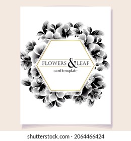 Vintage delicate greeting invitation card template design with flowers for wedding, marriage, bridal, birthday, Valentine's day. Romantic vector illustration.