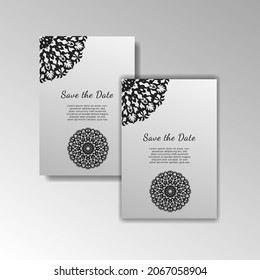 Vintage delicate greeting invitation card template design with flowers.