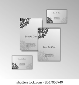 Vintage delicate greeting invitation card template design with flowers.