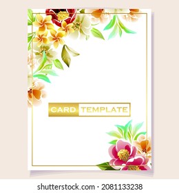 Vintage delicate greeting invitation card template design with flowers for wedding, marriage, bridal, birthday, Valentine's day. Romantic vector illustration.