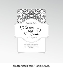 Vintage delicate greeting invitation card template design with mandala flowers.