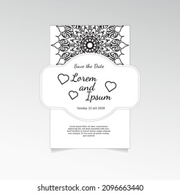 Vintage delicate greeting invitation card template design with mandala flowers.