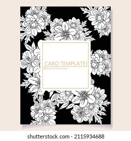 Vintage delicate greeting invitation card template design with flowers for wedding, marriage, bridal, birthday, Valentine's day. Romantic vector illustration.