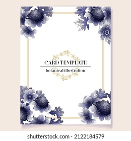 Vintage delicate greeting invitation card template design with flowers for wedding, marriage, bridal, birthday, Valentine's day. Romantic vector illustration.
