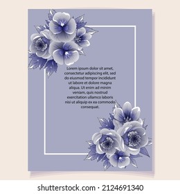 Vintage delicate greeting invitation card template design with flowers for wedding, marriage, bridal, birthday, Valentine's day. Romantic vector illustration.
