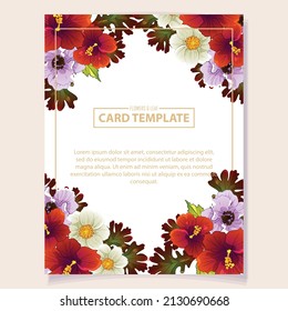 Vintage delicate greeting invitation card template design with flowers for wedding, marriage, bridal, birthday, Valentine's day. Romantic vector illustration.