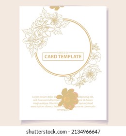 Vintage delicate greeting invitation card template design with flowers for wedding, marriage, bridal, birthday, Valentine's day. Romantic vector illustration.