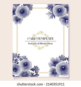 Vintage delicate greeting invitation card template design with flowers for wedding, marriage, bridal, birthday, Valentine's day. Romantic vector illustration.