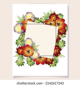 Vintage delicate greeting invitation card template design with flowers for wedding, marriage, bridal, birthday, Valentine's day. Romantic vector illustration.