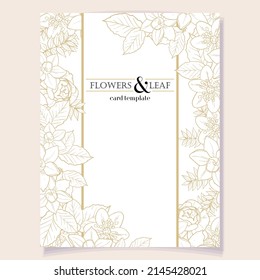 Vintage delicate greeting invitation card template design with flowers for wedding, marriage, bridal, birthday, Valentine's day. Romantic vector illustration.
