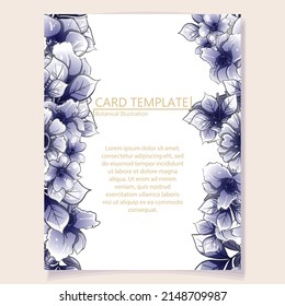 Vintage delicate greeting invitation card template design with flowers for wedding, marriage, bridal, birthday, Valentine's day. Romantic vector illustration.