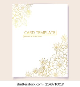 Vintage delicate greeting invitation card template design with flowers for wedding, marriage, bridal, birthday, Valentine's day. Romantic vector illustration.