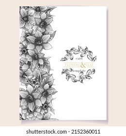 Vintage delicate greeting invitation card template design with flowers for wedding, marriage, bridal, birthday, Valentine's day. Romantic vector illustration.