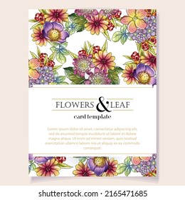 Vintage delicate greeting invitation card template design with flowers for wedding, marriage, bridal, birthday, Valentine's day. Romantic vector illustration.