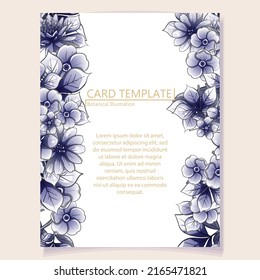 Vintage delicate greeting invitation card template design with flowers for wedding, marriage, bridal, birthday, Valentine's day. Romantic vector illustration.