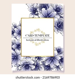 Vintage delicate greeting invitation card template design with flowers for wedding, marriage, bridal, birthday, Valentine's day. Romantic vector illustration.